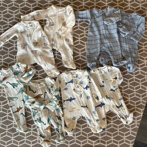 Bundle of Carter's Footies - Cream, Blue, Green    Twins
